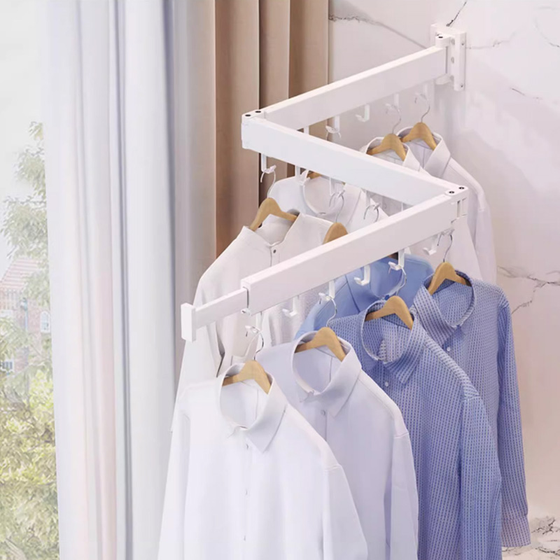 Laundry - 高品質アルミニウム製、引き出し式で折りたたみ可能な、壁掛け式回転式洗濯物掛け。バルコニー、浴室、クローゼットに最適。