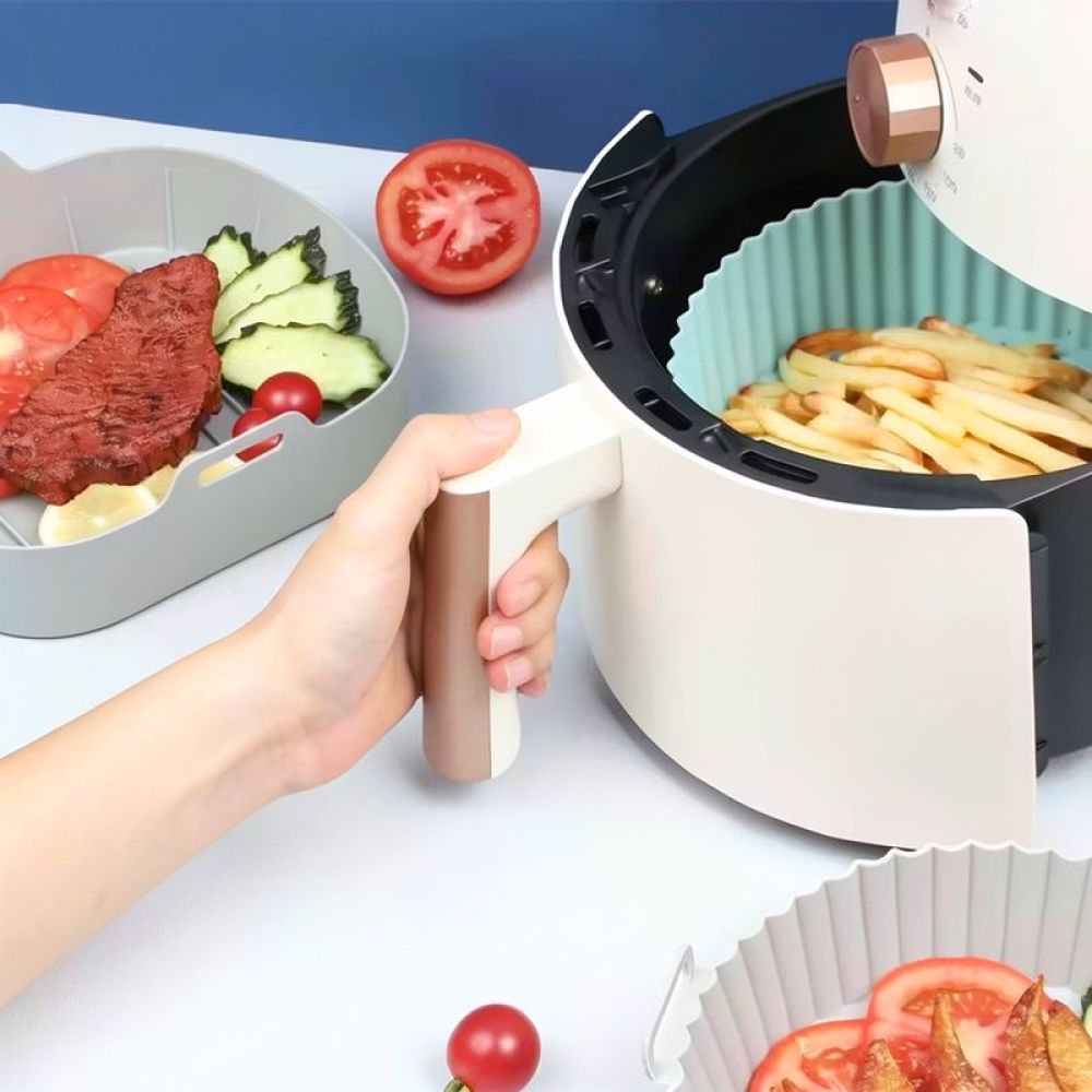 正方形のシリコン製エアフライヤーバスケットライナー。繰り返し - Air Fryer Silicone Pot Liner のレビューと価格