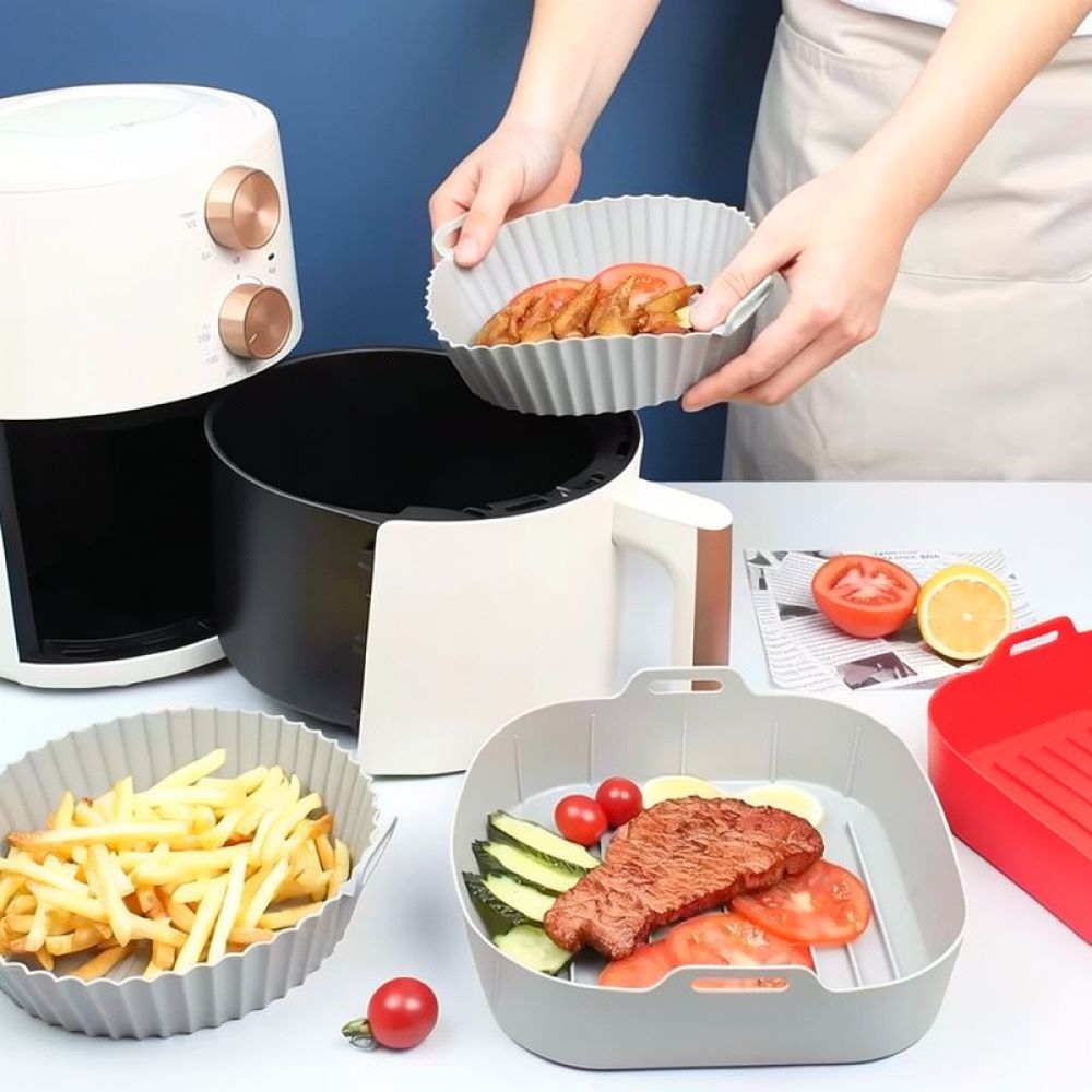 正方形のシリコン製エアフライヤーバスケットライナー。繰り返し - Air Fryer Silicone Pot Liner のレビューと価格