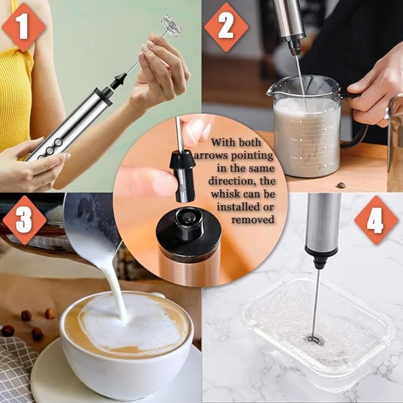 3in1電動ミルクフォーマー、3段階の速度調整が可能な小型ハ - Electric Milk Frother Handheld のレビューと価格