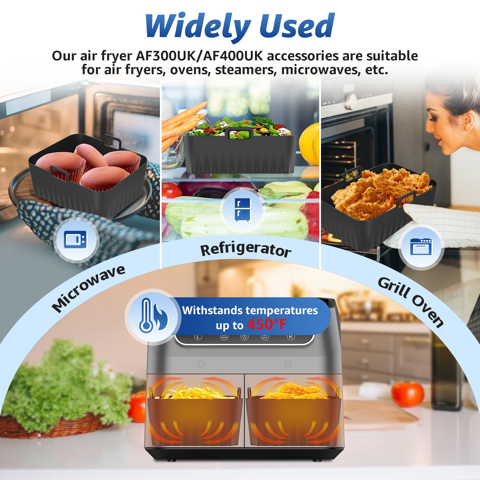 エアフライヤー用シリコンライナー2枚セット。再利用可能な食品 - Air Fryer Silicone Pot Liner のレビューと価格